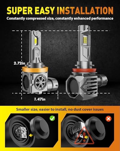 Termitor H11 9005 Turn Signal Assemblies Bulbs, 6500K White IP68 Waterproof, Canbus Anti-Flicker Plug and Play Lighting Upgrade for Motorcycle ATV Powersports, 4Pcs - color: M1 H11+9005
