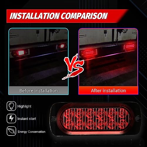 4X LED Tail Lights 12-24V Red Super Bright Ultra Slim Hi/Lo Brightness Trailer Lights Surface Mount Tail Brake Lights for Trailer ATV Boat RV Truck Tractor - size: 4PCS