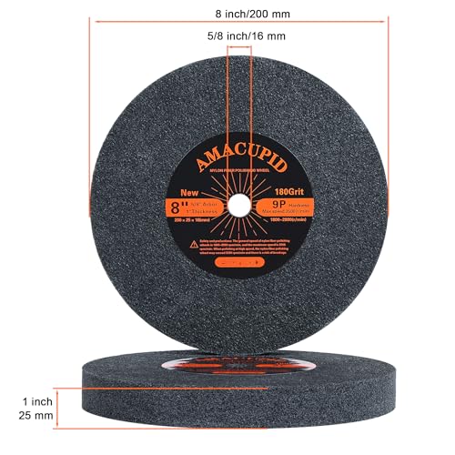 Bench Grinding Wheel and Deburring Buffing Wheel, 8 inch. for Sharpening Polishing Carbide and Stainless Steel Tools. for Grinder Polishing Machine. Silicon Carbide Abrasive. 5/8 Inch Arbor