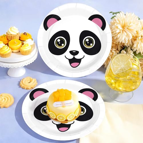 50Pcs Panda Birthday Party Decoration 9" Large - style: Panda Face 50Pcs Plates
