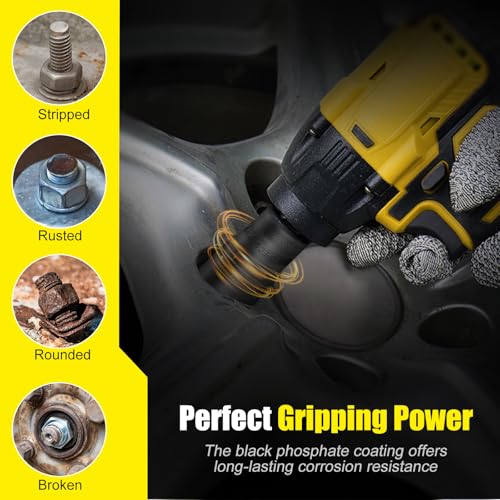 Topec 14PCS Lug Nut Removal Tool, 1/2" Drive Lug Nut Extractor Set, 10-25mm Stripped Lug Nut Remover Socket, Wheel Lock Removal Kit for Damaged, Rusted, Rounded Bolts, Tire Lug Nuts - size: 14 PCS