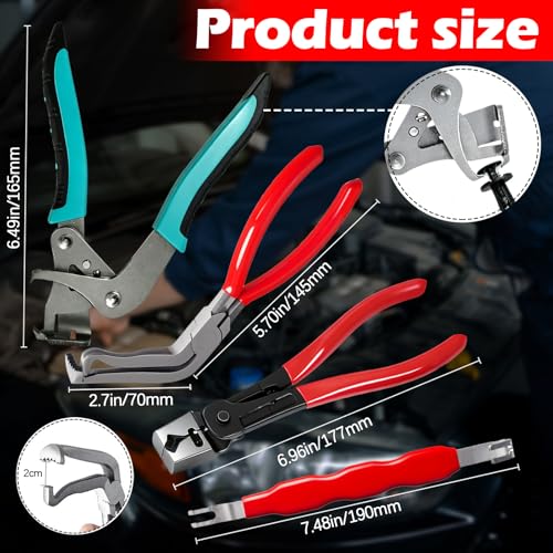 Clip Removal Tool Kit, 4-Piece Car Pliers for Trim, Clamps & Connectors - color: B-red 4pcs