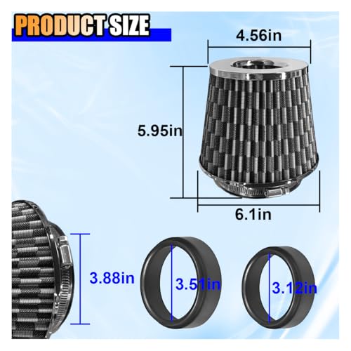 LAINLOY Universal Clamp-On Air Intake Filter, 76 89 102MM, CarbonFiber - color: Carbon Fiber