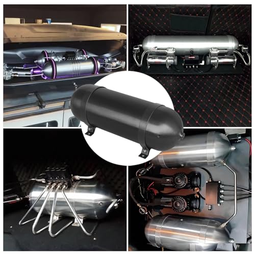 3 Gallon 5 Ports (1/4 NPT) Seamless Aluminum Air Tank for Air Ride Suspension Car Train Truck Horn Black - color: Black, size: 3-Gallon