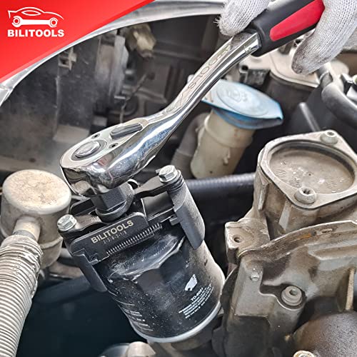 BILITOOLS Universal Adjustable Oil Filter Wrench with Auto-Clamp Spring - size: 60-80mm
