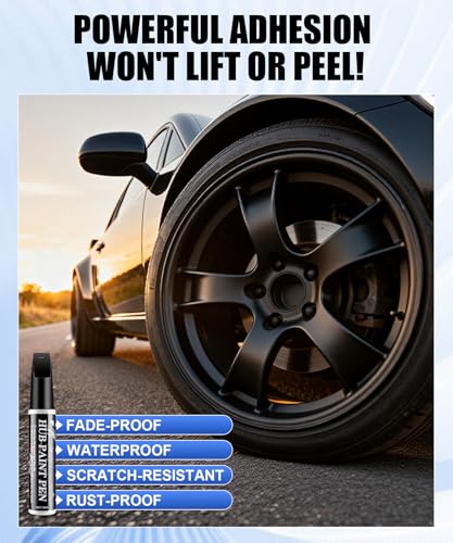 Amiss Full Matte Black Rim Repair Kit, Wheel Paint and Rim Paint Touch Up Pen for Curb Rash, Universal Alloy Wheel Scratch Repair for Scratches and Scuffs, Car Accessories (Full Matte Black) - color: Full Matte Black