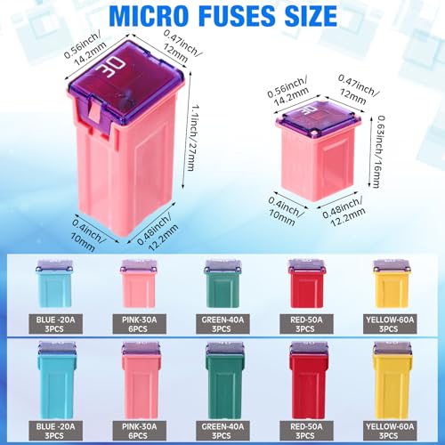 DaisyInner 36 Pcs Car Fuse Assortment Kit Fuse and Puller Plier Relay with Small Fuze Remover Tool and 10 Pcs 30/40 Amp 5-pin 12v Relay Car Fuze Puller(Multicolor,Low and Tall) - color: Multicolor