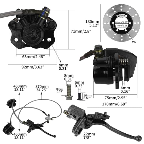 RUTU Front Brake Master Cylinder Caliper Kit for 125cc-250cc ATV