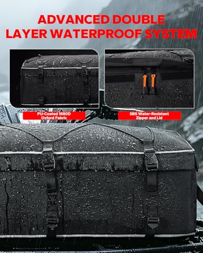 Benlari ATV Gear Bag, Upgraded ATV Storage Bags for Front Rear Rack, Upgraded Double-layer Waterproof Design Cargo Bag With Cooler Bag Compatible With Polaris Sportsman Fourtrax Kawasaki Arctic Cat