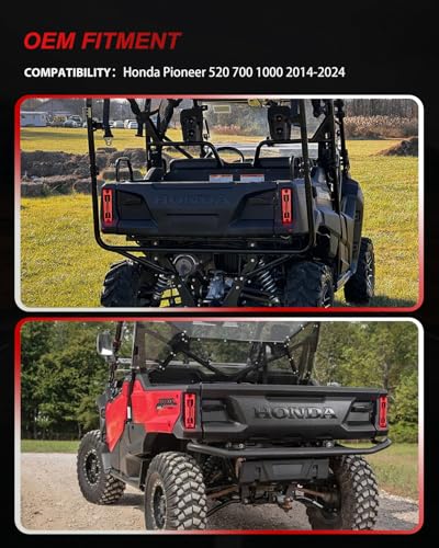 ATV LED Tail Lights for 2014-2024 Honda Pioneer 520 700 1000 - color: Smoked Lens Red LED