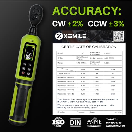 Digital Torque Wrench 1/4" Drive-4-266In.Lb for Bike Motorcycle - size: 1/4" 4-266 In.Lb