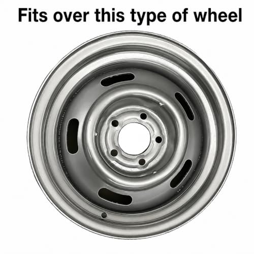 OxGord Power Disc Rally Wheel Center Caps Compatible with GM Classic Car - Snaps Over 14x6, 14x7, 15x6, 15x7, 15x8 & 15x10 Rim - Stainless Steel Cap is 8.1" in Diameter, Chrome