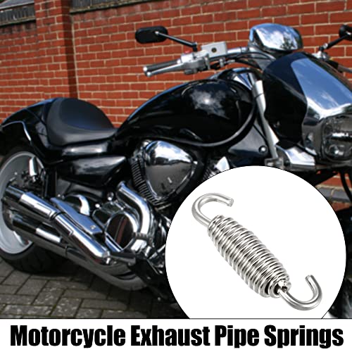 X AUTOHAUX 6 Pcs 55mm 2.17" Motorcycle Muffler Exhaust Pipe Spring Universal Stainless Steel Silver Tone