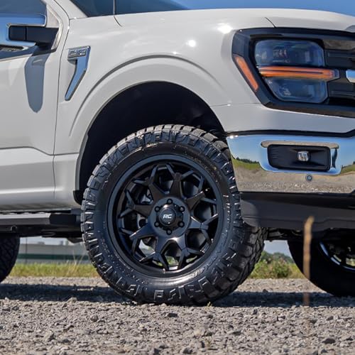 Rough Country 80 Series 20x9 Wheel - 6x135mm Bolt Pattern, 0mm Offset, One-Piece Aluminum, Semi-Gloss Black Off-Road Rim for Jeeps, Trucks, SUV