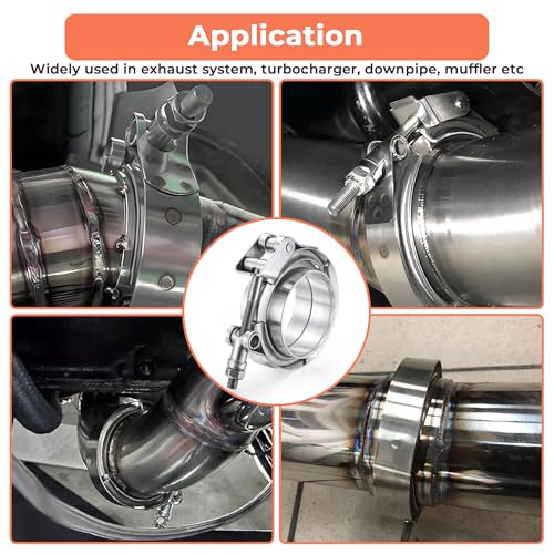 2.5 inch Quick Release V Band Clamp with Male Female Flanges, 304 Stainless Steel Exhaust V band Clamp for Automotive exhaust system, turbocharger, downpipe and mufflers - color: V Band Clamp With Flange, size: 2.5 inch