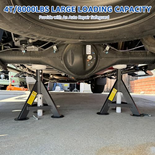 HKTE 4 Ton Jack Stands for Cars, SUVs and Light Trucks, 2 Pack - color: JACK STANDS 8000LB