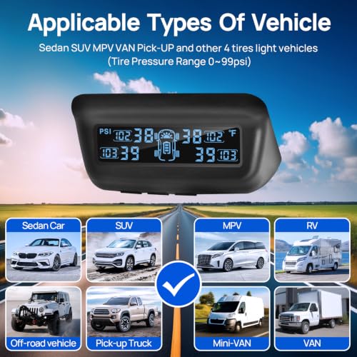 Masoll M13 Tire Pressure Monitoring System, RV/Trailer TPMS with 4 Sensors