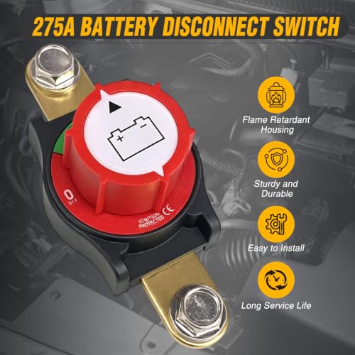Nilight Side Post Battery Disconnect Switch 12V-48V 275A - color: 275A Side Post ON/Off Switch Round