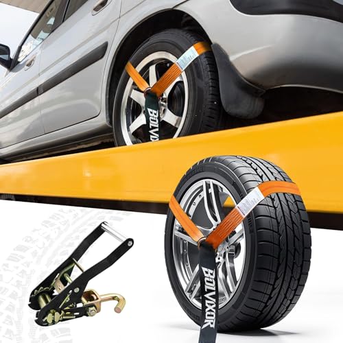 Car Tie Down Straps, 4 Pack, 2" x 96", 9900 LBS, Heavy Duty J Finger Hooks - color: Orange