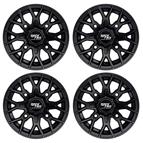 RockTrix RT104 12x7 ATV UTV Wheel 4x110 5+2 Offset, Matte Black, 1pc Single - size: 12x7 (5+2)