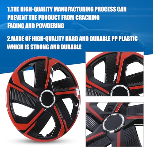 Winjet 17 Inch Set of 4 Universal Hubcaps Wheel Cover Replacement R17 Hub Caps,Auto Tire Replacement Exterior Cap,Universal Wheel Rim Cover Snap On Car Truck SUV (17in,Black Lacquer & Red Lacquer) - color: Black Lacquer & Red Lacquer(5180-RB-17), size: 17