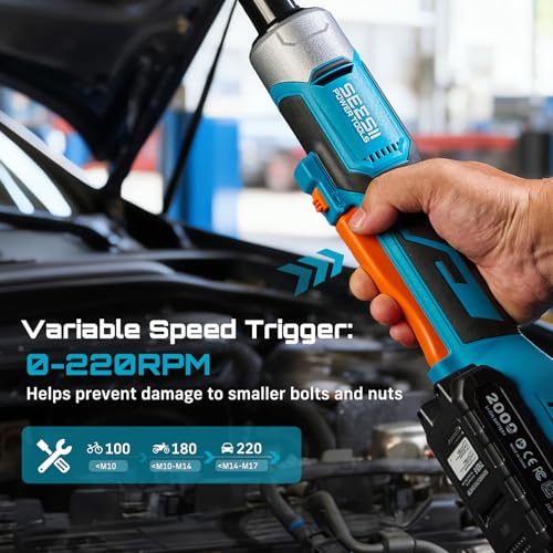 Seesii 3/8" Extended Cordless Electric Ratchet Wrench 3-Speed for Auto DIY - size: Extended 6 Inch