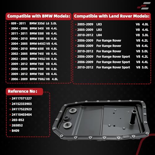 EPPO Transmission Filter with Pan 6HP26 24117571227 24152333903 Transmission Oil Pan for B-MW 335d 545i 550i 645Ci 650i 745i 745Li 750i 750Li 760i/760Li/Alpina B7/Alpina B7 xDrive for Jaguar for Rover - size: 24152333903