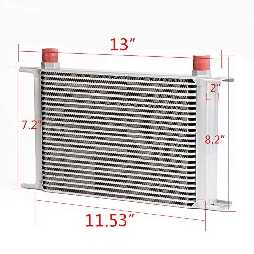 25 Row AN10-10AN Universal Aluminum Engine Transmission Oil Cooler Kit + Oil Filter Relocation Kit Silver - color: Silver, size: Separation Style