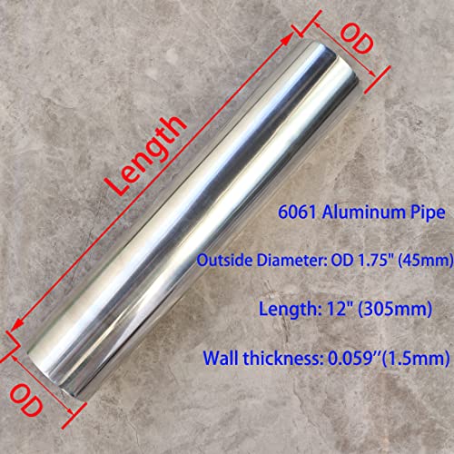 1.75" (45mm) OD Straight Aluminum Pipe Intercooler Pipe Air Intake Tube, Length 12" (305mm), Aluminum Alloy Tube High polished - color: Straight, size: OD 1.75" (45mm)