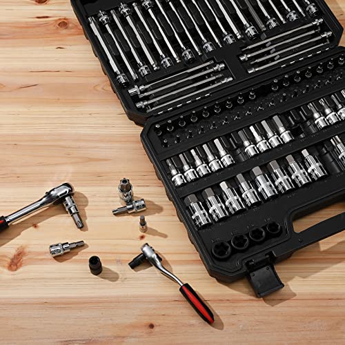 Mayouko 107-Piece Bit Socket Set, 1/4", 3/8" and 1/2" Drive, Torx/Hex/Ball End Hex, SAE/Metric, S2 Steel Bits
