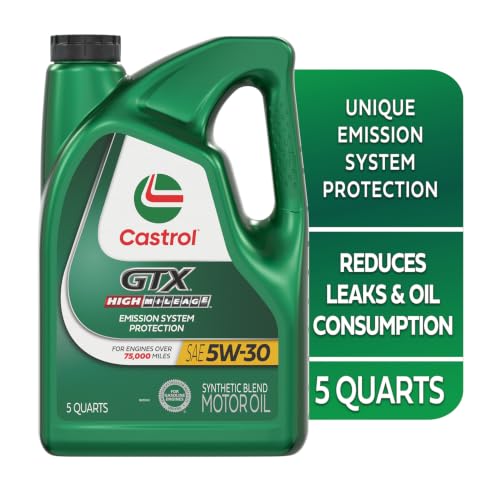 Castrol GTX High Mileage 5W-30 Synthetic Blend Motor Oil, 5 Quarts - size: 5 Quarts