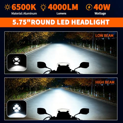 5.75 Inch Motorcycle Headlight with X-style DRL for Dyna Sportster Softail - color: Smoked Black X-Style DRL