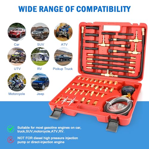 BETOOLL Digital Pro Fuel Injection Pressure Tester Kit Gauge 0-300 PSI with 9.49,7.89,6.30 Fuel Line Fittings - size: Digital Pro Fuel Pressure Test Kit