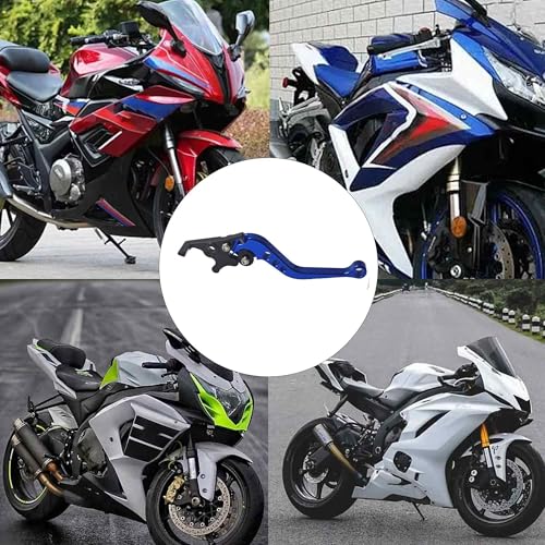 1 Pair Blue Motorcycle Brake Clutch Levers, CNC Aluminum Alloy Handle Set for Scooter Motorbike, Adjustable Replacement Parts - color: Blue