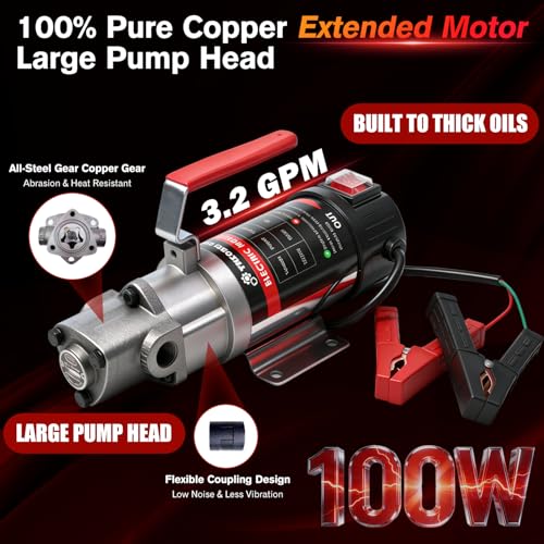 Engine Oil Transfer Pump, Electric Oil Pump with Battery Adapter for Dewalt 20V Batteries, 3.2GPM High Flow Fluid Transfer Pump, Oil Change Pump Extractor for Engine Oil, Gear Oil