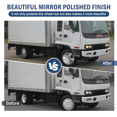 hightall 19.5“ Wheel Simulators 6 Lug 6 Vent Holes,Stainless Steel Hubcaps, Bolts On,Compatible with 1995-2025 Isuzu FRR/NPR/NQR/FSR Lo-Pro and Chevy GMC W4500/W5500 - size: 19.5"For Isuzu