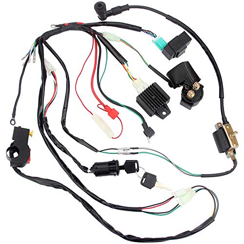 Electric Start Engine Wiring Harness Coil CDI Solenoid Relay for50cc 70cc 110cc 125cc 4 Stroke ATV Pit Quad Dirt Bike Go Kart Scooter Buggy