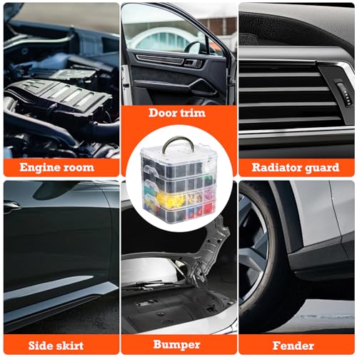 Car Retainer Clips & Fasteners Kit – 32 Universal Sizes Nylon Bumper, Fender Rivets, Door Panel Clips, and Plastic Rivets with 10 Cable Ties and Removal Tool for Toyota, Ford (1240pcs) - style: 1240pcs