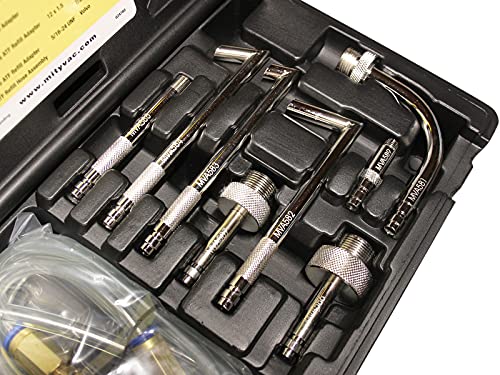 Mityvac MVA7216A ATF Refill Accessory and Adapter Kit, Converts MV7201 Fluid Extractor, Integrated Brass Ball Valve, Quick-Change Coupler, Includes 13 Foreign and Domestic Transmission Adapters - style: MVA7216A