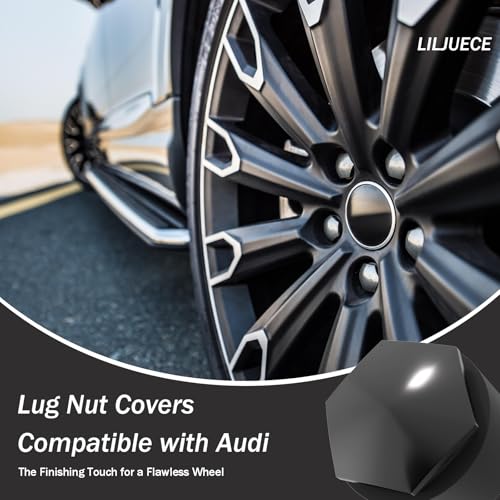 Lug Nut Covers (Wheel Bolt Caps) Complete Set - 24PCs + Removal Tool, Black - Replacement for Audi A1, A3, A4, A5, A6, A7, A8, Q2, Q3, Q5, Q7, S5, TT - color: Black
