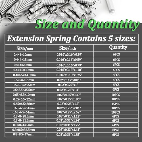 133PCS Extension Spring Assortment Kit 18 Different Sizes - size: 133PCS(18 Sizes)