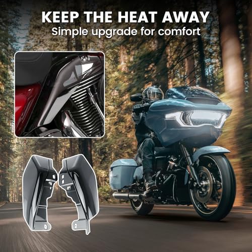 Heat Shields for Harley Davidson Touring Street Glide Road Glide Electra Glide Road King Ultra Limited Tri Glide CVO 2017-2024 2025, Gloss Black - color: Black