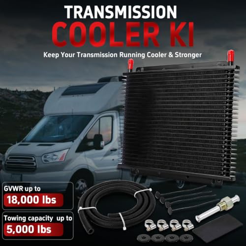 Transmission Cooler Kit, 11” x 9.5” x 0.7” Transmission Cooler, Plate - Fin Aluminum Transmission Oil Cooler