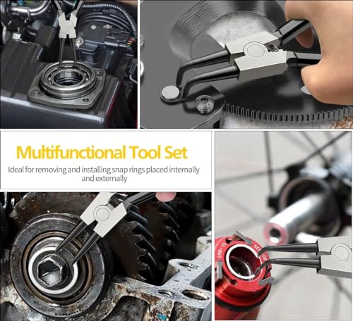 4pcs 7" Snap Ring Pliers with Storage Pouch, 5/64in Tips - color: 4pcs Regular Tip Snap Ring Pliers+bag