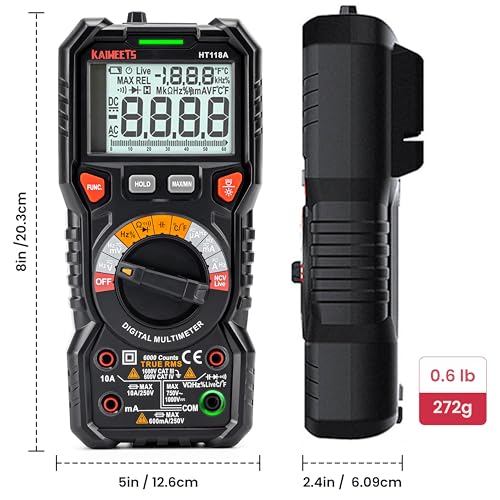 KAIWEETS Digital Multimeter Automotive TRMS Tester 6000 Counts NCV for Car - size: 6000 counts