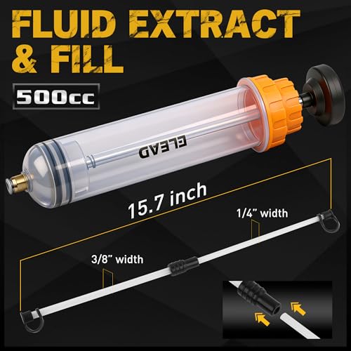 ELEAD 500cc Oil Fluid Extractor Pump, Multi-Purpose Oil Syringe, Fluid Syringe Extractor, Car Vacuum Fuel Transfer(17.6 Oz./0.45 Qt./500 CC) - color: Vibrant Orange