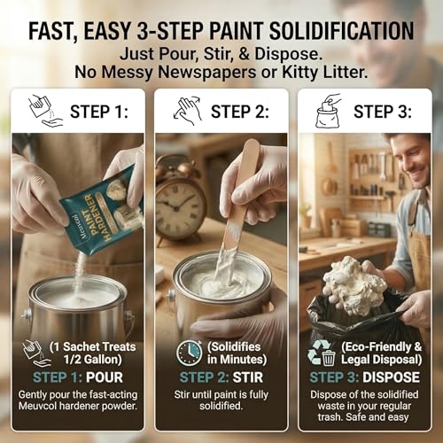 Meuvcol Paint Hardener for Disposal,12 Pack Fast Acting Paint Drying Powder