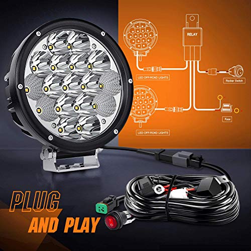 Nilight Pro Series 2PCS 7 Inch Round LED Driving Offroad Light 85W 10200LM - color: 2Pcs 85W 7Inch LED Light Kit