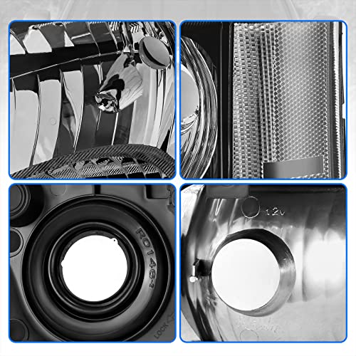 DWVO Headlight Assembly Compatible with 2003-2006 Chevy Avalanche Silverado 1500 1500HD 2500 2500HD 3500/2007 Chevrolet Silverado Classic Pickup Headlamp (Black Housing Clear Reflector Clear Lens) - color: A Black Housing Clear Reflector