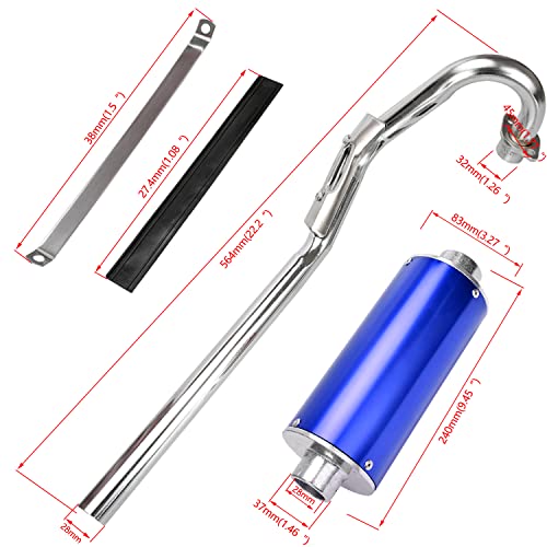 FVRITO Exhaust Pipe Muffler Silencer Kit for 125cc 110cc 70cc Dirt Pit Bike, 28mm Muffler for Chinese XR50 CRF50 Coolster SSR Baja Taotao Atomik Thumpstar Roketa Apollo Motorcycle ATV Parts Blue - color: Blue